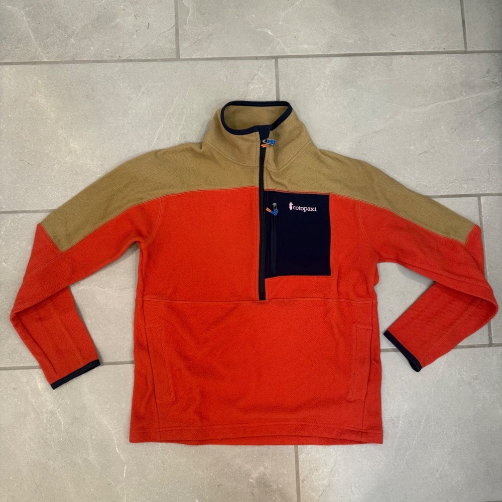 Cotopaxi Teca Fleece 1/2 Zip Pullover Red Tan Colorblock Mens Small